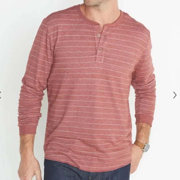 MARINE LAYER Double Knit Henley Shirt in Syrah Stripe - Picture 3 of 9